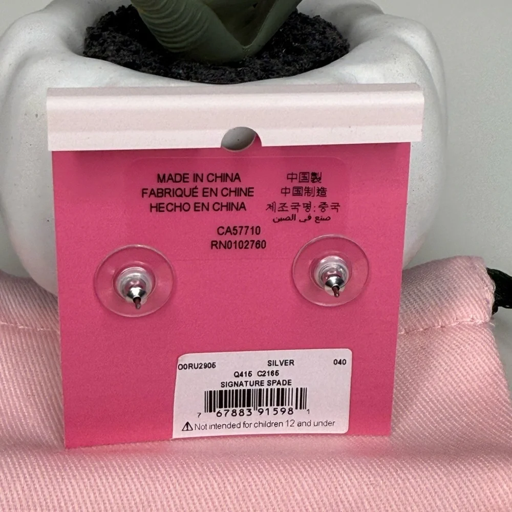 kate spade silver signature spade mini stud earrings - Picture 5 of 7